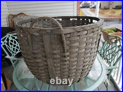 Very Large Antique Primitive Basket Splint Gathering Basket