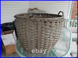 Very Large Antique Primitive Basket Splint Gathering Basket