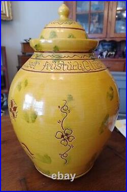 Very Large Lester Breininger Lidded Jar with Birds Dated 1991