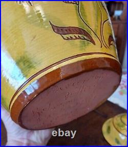 Very Large Lester Breininger Lidded Jar with Birds Dated 1991