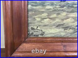 Very Large Old Vintage Oil Painting On Board Framed