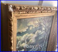 Very old antique oil on canvas signed and dated old frame (1)