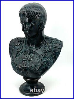 Vintage 1974 Signed Large Julius Caesar Roman Emperor Plaster Bust Statue 24 T