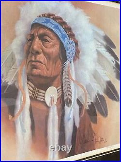Vintage 1980 Norberto Reyes Grey Eagle Hand-Signed Print Native American Art