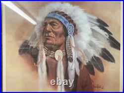 Vintage 1980 Norberto Reyes Grey Eagle Hand-Signed Print Native American Art