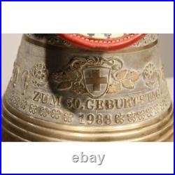 Vintage 1983 Swiss original Cow Large Rare Bronze Bell signed GUSSET Uetendorf