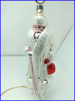 Vintage 1992 Radko Signed Russian White Santa Christopher Radko Glass Ornament