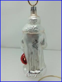Vintage 1992 Radko Signed Russian White Santa Christopher Radko Glass Ornament