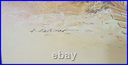 Vintage A. Falcone Signed Oil Painting large wood framed. Lighthouse/beach/ocean