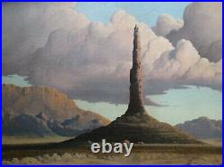Vintage Antique Large Oil Painting American Desert Atmospheric Landscape Malloy