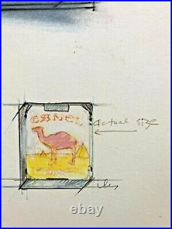 Vintage Art Signed Bill Iles'Camel Cigarettes' Advert Original Pastel Painting