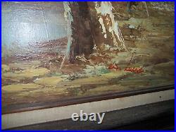 Vintage Autumn Mountain Stream Landscape Oil Painting on Canvas Signed W. Lucas