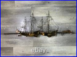 Vintage C. Curtis Jere Sailing Ships Metal Art Large Wall Sculpture, 54 Long