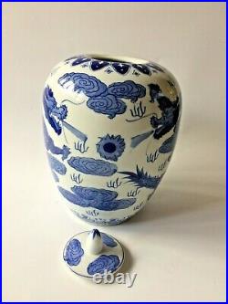 Vintage Chinese Porcelain Large Dragon Lidded Ginger Jar Signed