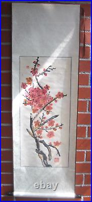 Vintage Chinese scroll flower water colour painting Signed and stamped (1.27 M)