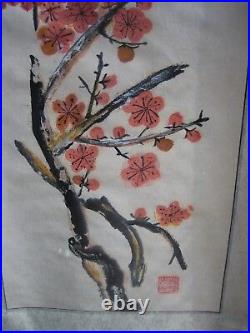 Vintage Chinese scroll flower water colour painting Signed and stamped (1.27 M)