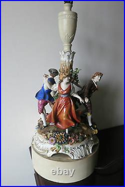 Vintage Dresden Von Schierholz Porcelain Figural Lamp Large Stunning Signed