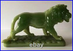 Vintage G. Ruggeri Jade Green Resin Large Lion Figure Sculpture