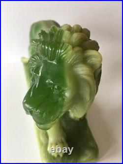 Vintage G. Ruggeri Jade Green Resin Large Lion Figure Sculpture