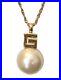 Vintage GIVENCHY Logo Necklace Pendant Large Faux 24mm Pearl Gold Tone 35 Long