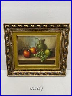 Vintage Gold Framed Fruit Oil Painting Signed Canvas