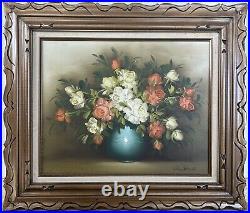 Vintage Impressionist Floral Still Life Original Oil on Canvas Painting Signed