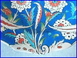 Vintage Iznik Kutahya Pottery Painted Large Wall Charger Signed