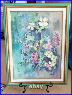 Vintage J Lowe Floral Oil Painting Framed 29'' X 23'' Signed