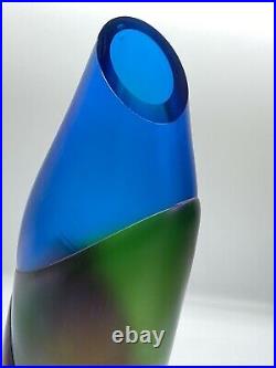 Vintage Large 2008 John Cook Art Glass Biomorphic Vase Handblown Signed 15