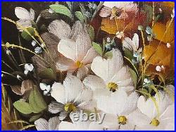 Vintage Large Framed Oil Painting Floral Roses Still Life Signed Rossy L@@k