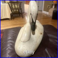 Vintage Large SWAN 25 Twisted Neck Duck Decoy Raymond E. Hornick, Signed NICE