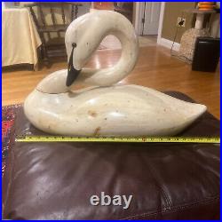 Vintage Large SWAN 25 Twisted Neck Duck Decoy Raymond E. Hornick, Signed NICE