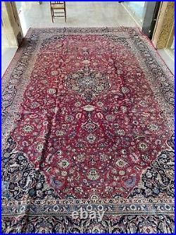 Vintage Large Signed Antique Kashane Original Hand Made Rug 5.45x3.25 Meters