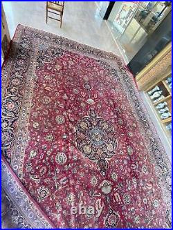 Vintage Large Signed Antique Kashane Original Hand Made Rug 5.45x3.25 Meters