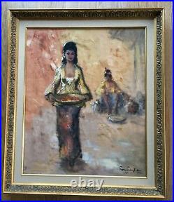 Vintage Mid Century Signed Gallery Framed Large Original Oil Painting 29 x 25