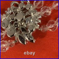 Vintage Necklace SIGNED WEISS Gorgeous with Large Rhinestone Broach And Beads