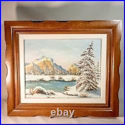 Vintage Original Oil Painting Canvas Art C. BARiL Signed Framed Mountains Tundra