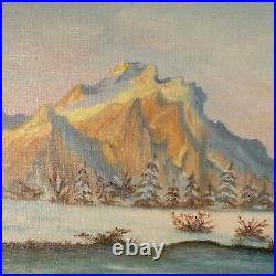 Vintage Original Oil Painting Canvas Art C. BARiL Signed Framed Mountains Tundra