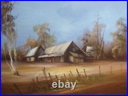 Vintage Original Oil Painting'' Country Farmhouse'' Large Framed Signed ART