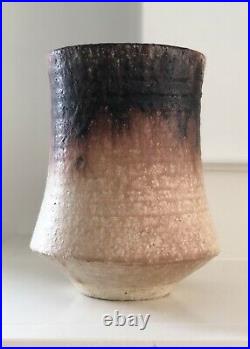Vintage Pottery Vase Japan Signed large thick clay textural Ikebana