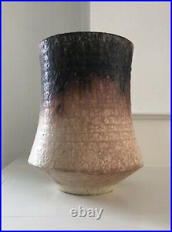 Vintage Pottery Vase Japan Signed large thick clay textural Ikebana