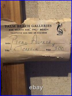 Vintage Rare Large 37x49 Mid Century Piero Aversa Painting Signed Surrealist