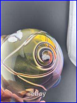 Vintage Signed Adam Jablonski Hand Blown Art Glass Poland Crystal Large Bowl