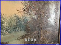 Vintage gilt framed original signed oil painting on Canvas large 36 x 26 inches