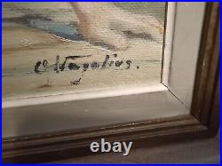 Wagelius Signed Antique Nude Lady Portrait Artist Oil Board Painting Frame Vtg