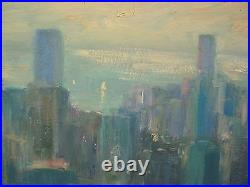 Well listed American Artist Nino Pippa Chicago Skyline Painting COA 18 X 24