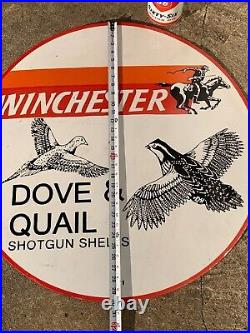 Winchester Large, Heavy Porcelain Advertising Sign (dated 1971) 30 Inch, Nice