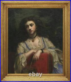Wm Holyoake, Portrait of a Spanish Lady, 19thC Signed Large Antique Oil Painting