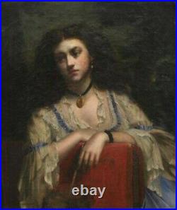 Wm Holyoake, Portrait of a Spanish Lady, 19thC Signed Large Antique Oil Painting